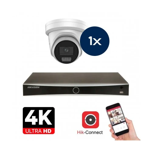 Conjunto de Câmaras Hikvision - 1x Colorvu 3.0 - Torreta - 8MP (4K) - Áudio e Microfone - IP - Branco