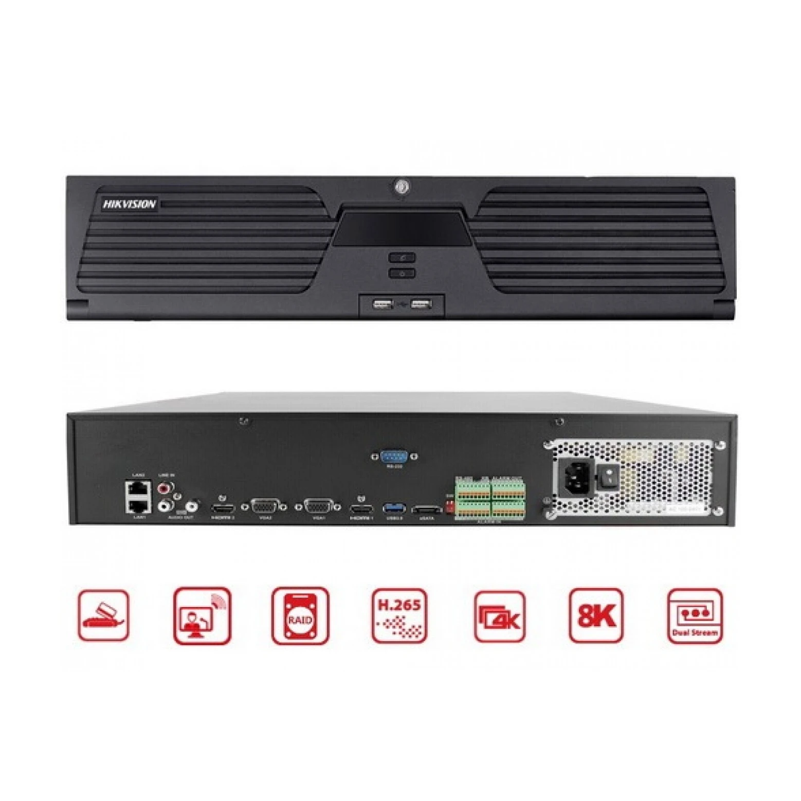 Hikvision DS-9664NI-M8 - Gravador de vídeo em rede - 64 canais - 8x SATA - PoE