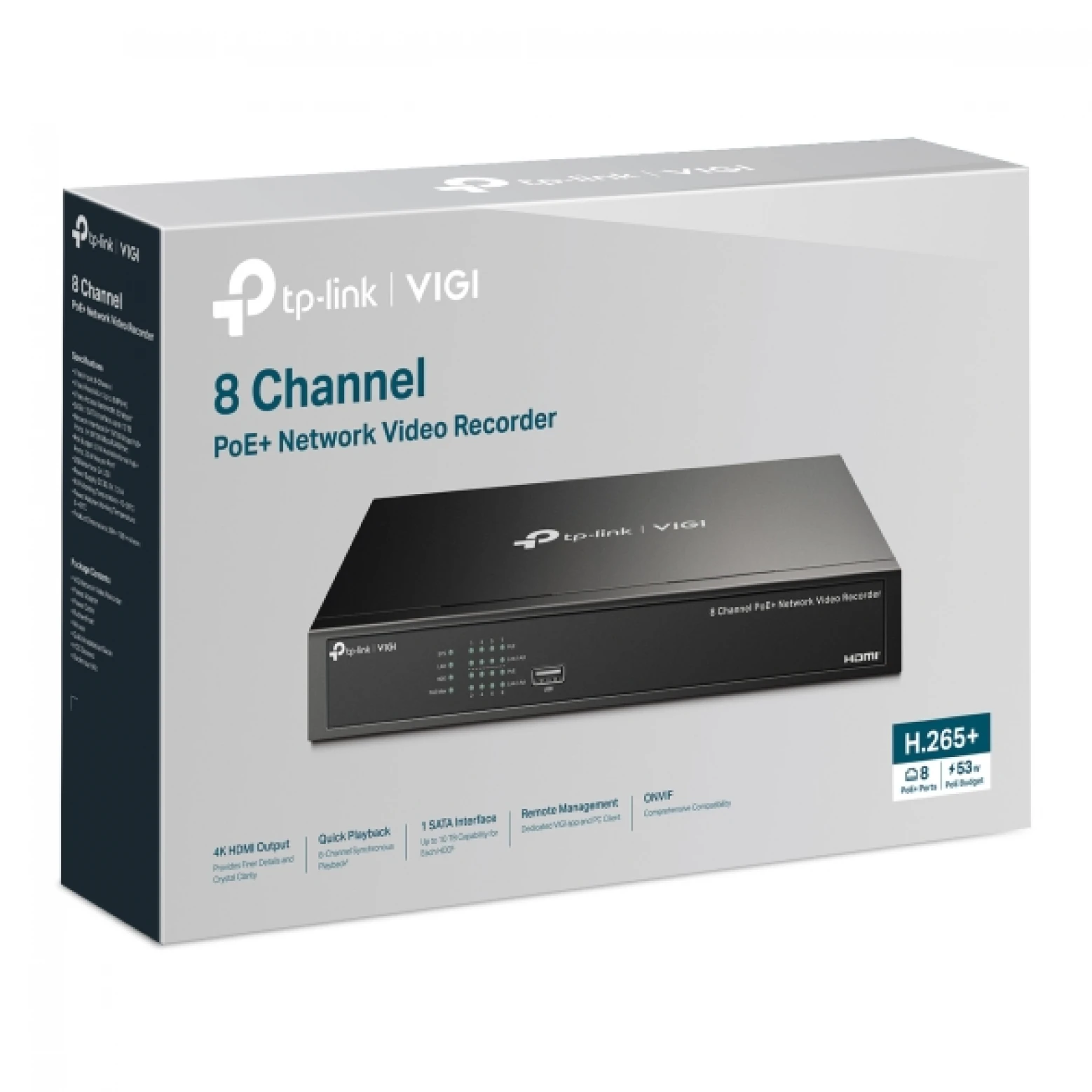 TP-Link by VIGI - NVR1008H-8P - 8 canais - PoE - IP - NVR 