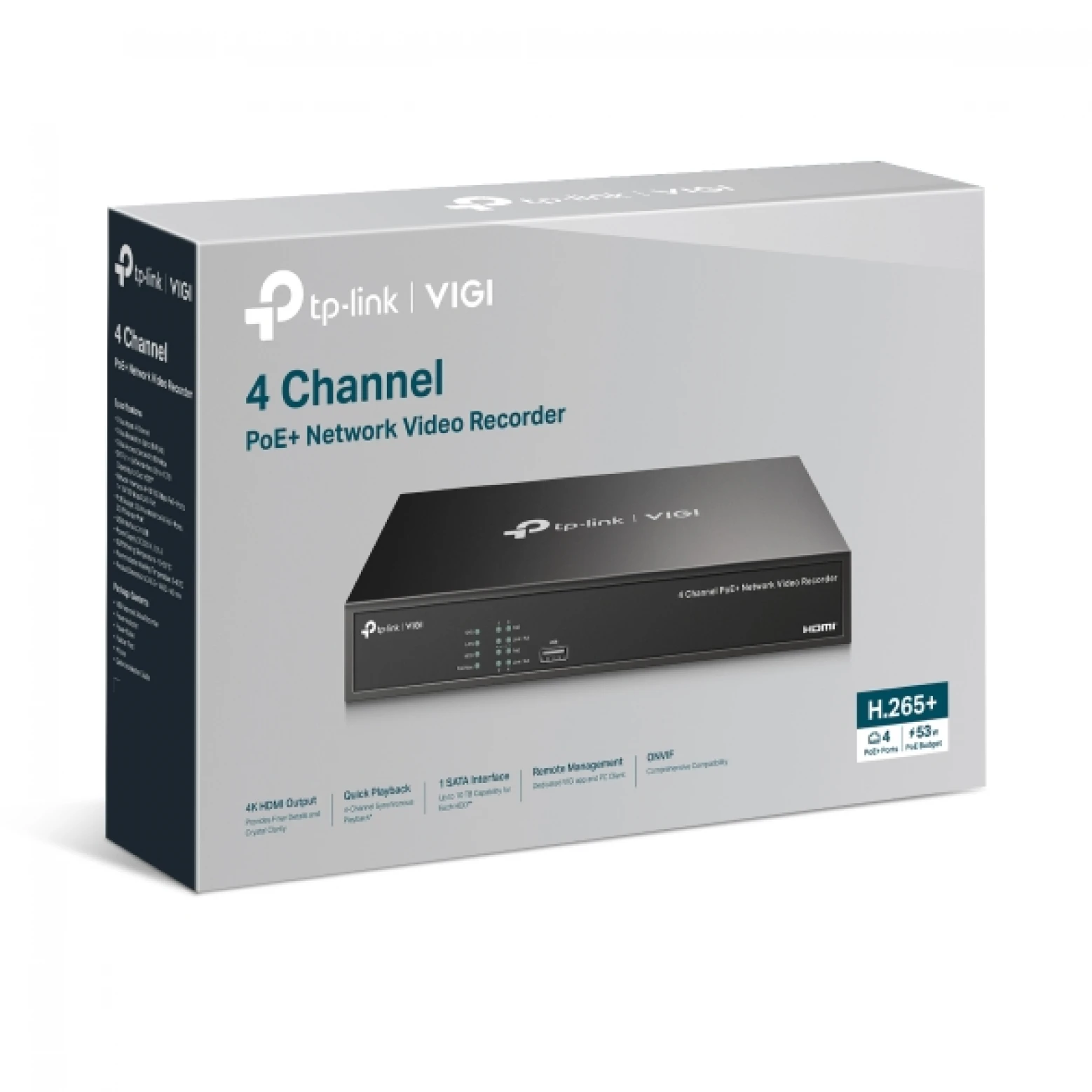 TP-Link by VIGI - NVR1004H-4P - 4 canais - PoE - IP - NVR 