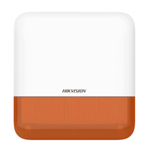 Sirene exterior sem fios Hikvision DS-PS1-E-WE com luz de flash Laranja